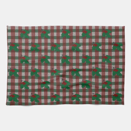 1940s Xmas Gingham Theedoek (Horizontaal)
