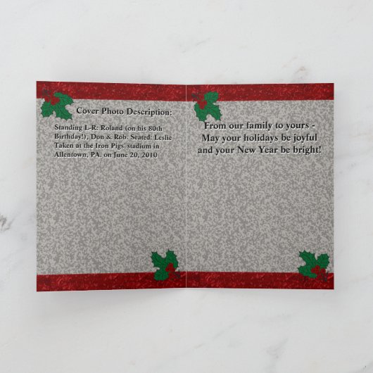 1940s Xmas Gingham - Uw foto - Gepersonaliseerd Feestdagen Kaart (Binnen)