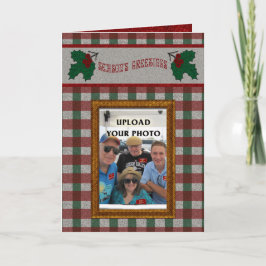 1940s Xmas Gingham - Uw foto - Gepersonaliseerd Feestdagen Kaart