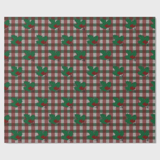 1940s Xmas Gingham Wrapping Paper Cadeaupapier (Vlak)