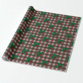 1940s Xmas Gingham Wrapping Paper Cadeaupapier (Uitgerold)