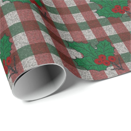 1940s Xmas Gingham Wrapping Paper Cadeaupapier (Rol Hoek)