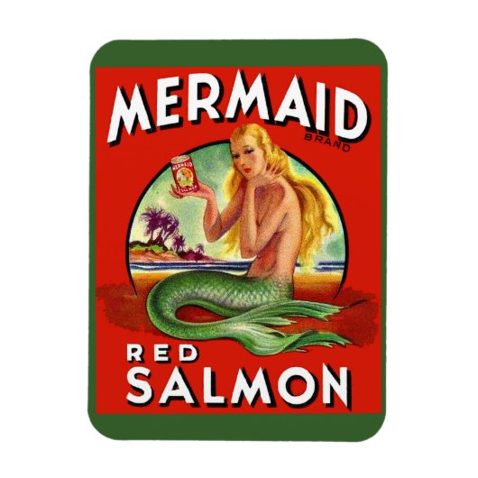 1940s Zeemeermin Zalm kan label Magneet (Verticaal)