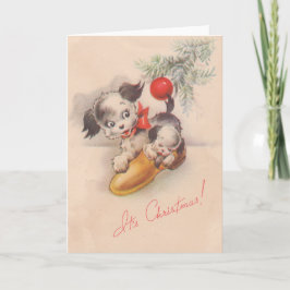 1940s zijn kerstpoppuppel feestdagen kaart