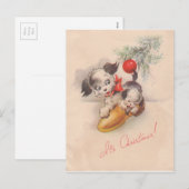 1940s  zijn kerstpoppuppel feestdagenkaart (Voorkant / Achterkant)