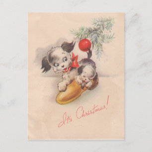 1940s  zijn kerstpoppuppel feestdagenkaart