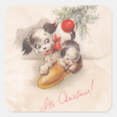 1940s  zijn kerstpoppuppel vierkante sticker (Voorkant)