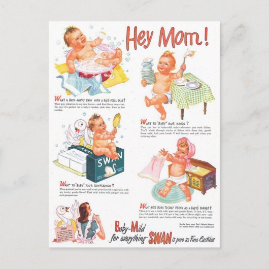 1940s Zwaan Zeep Advertentie Briefkaart (Voorkant)