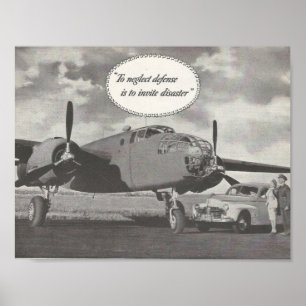 1941 Ad Defence Theme. Vliegtuig. Poster