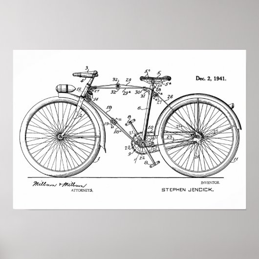 1941  bicyclische Flex Lijst-patentafdrukken Poster (Voorkant)