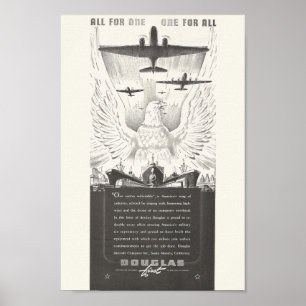 1941 Douglas Vliegtuig AD Poster