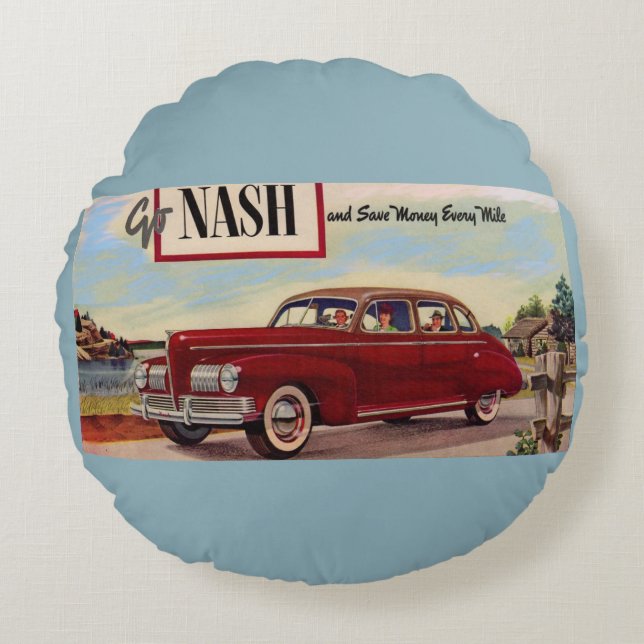 1941 Nash automobile & Rond Kussen (Voorkant)