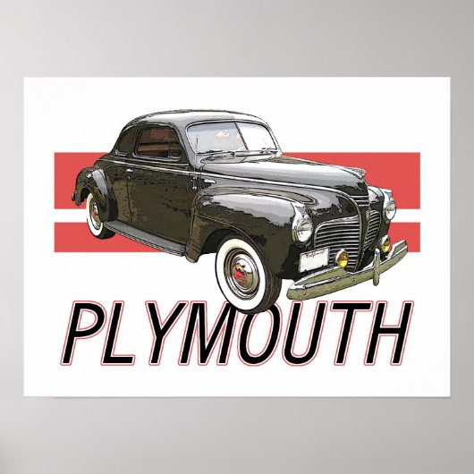 1941 Plymouth coupe with graphic and text. Poster (Voorkant)