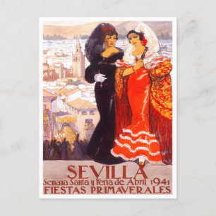 1941 Sevilla Spanje vintage-reis Briefkaart