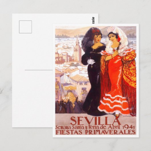 1941 Sevilla Spanje vintage-reis Briefkaart (Voorkant / Achterkant)