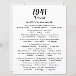 1941 Trivia spel | 84e verjaardag partij spel