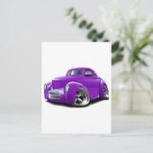 1941 Willys Paarse auto Briefkaart (Staand voorkant)