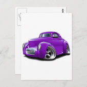 1941 Willys Paarse auto Briefkaart (Voorkant / Achterkant)