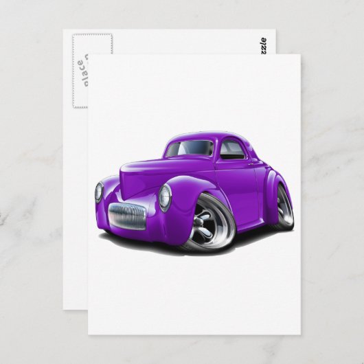 1941 Willys Paarse auto Briefkaart (Voorkant / Achterkant)