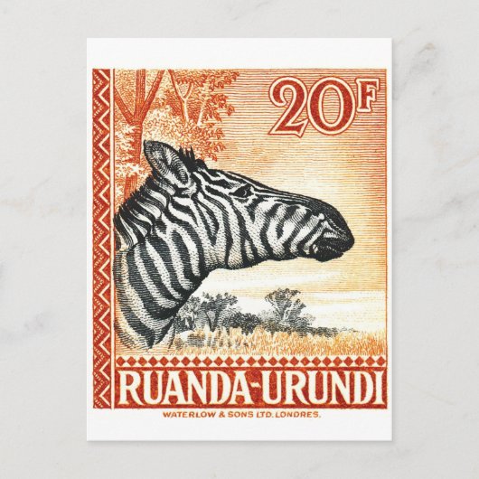 1942 Ruanda Urundi Zebra Postage Stamp Briefkaart (Voorkant)