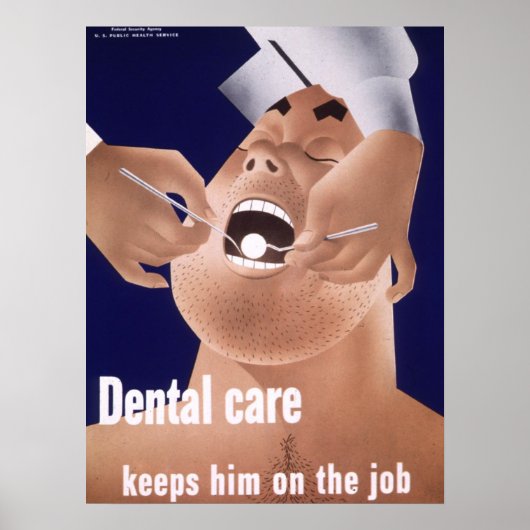 1942 Vintage Navy Dental Health Poster (Voorkant)