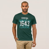 1943 Amerikaanse klassieke douanenaam Blauwgroen W T-shirt (Voorkant volledig)