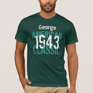 1943 Amerikaanse klassieke douanenaam Blauwgroen W T-shirt