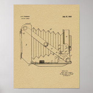 1943 Folding Camera Patent Art Drawing Print