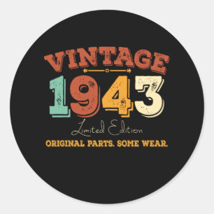  1943 Originele Delen Funny Birthday Gift Ronde Sticker