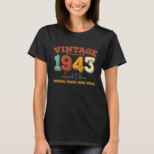  1943 Originele Delen Funny Birthday Gift T-shirt (Voorkant)