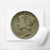 1943 US Mercurius dime obverse mousepad Muismat (Met muis)