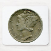 1943 US Mercurius dime obverse mousepad Muismat (Voorkant)