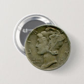 1943 US Mercurius dime versum Ronde Button 5,7 Cm (Voorkant /achterkant)