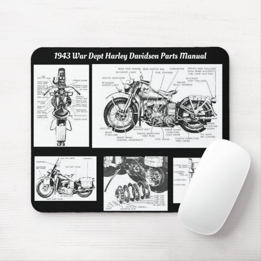 1943 War Dept Harley Davidson onderdelenhandleidin Muismat (Met muis)