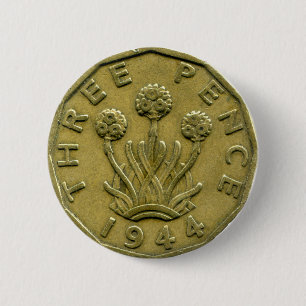 1944 British three pence-toets Ronde Button 5,7 Cm