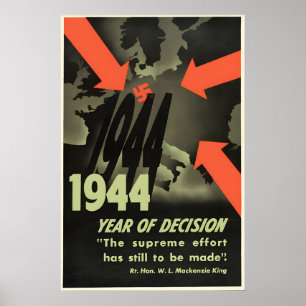 1944 Canada WWII Propagandaposter Beslissingsjaar Poster