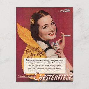 1944 Chesterfield sigaretten en dame Briefkaart