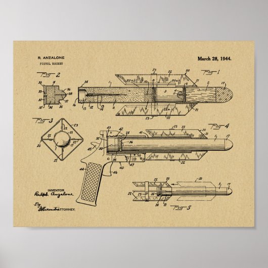 1944 Kunsttekening met patentbundel voor flessenba Poster (Voorkant)