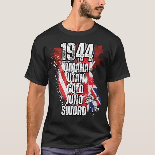 1944 OMAHA UTAH GOLD JUNO ZWAARD Normandië landing T-shirt (Voorkant)