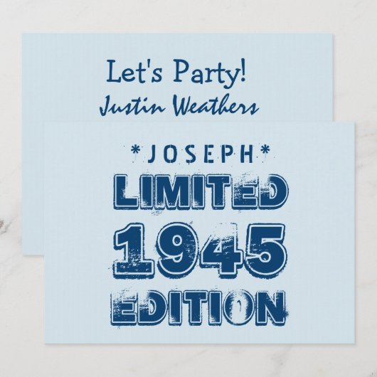 1945 of 1945 jaar of 2010 Limited Edition 70th V3Z Kaart (Voorkant / Achterkant)