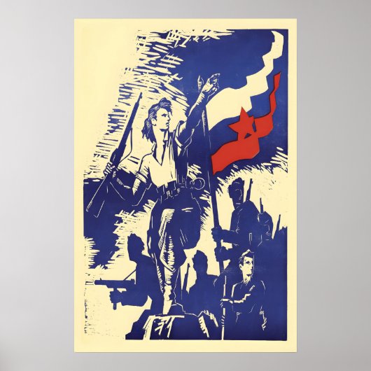 1945 Poster SFR Joegoslavië Partizanen Josip Broz (Voorkant)