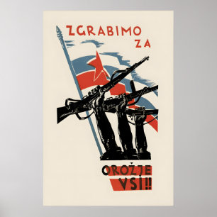 1945 Propagandaposter Joegoslavië Laten we het all Poster