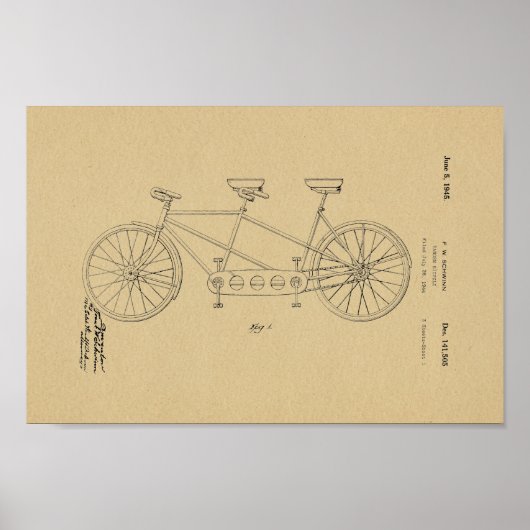 1945 Schwinn Bicycle Patent Art-afdrukken Poster (Voorkant)