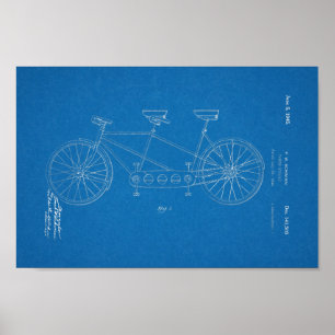 1945  Schwinn Bicycle Patent Blueprint Art Poster
