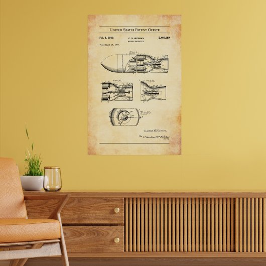1945 US Patent 2460289 - Raket projectiel Poster (Woonkamer 2)