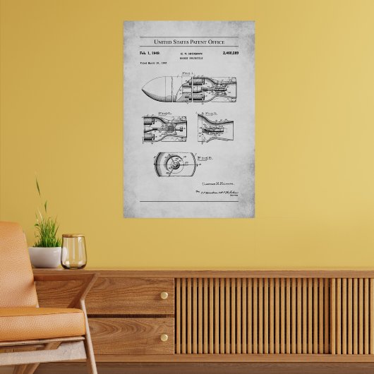 1945 US Patent 2460289 - Raket projectiel Poster (Woonkamer 2)