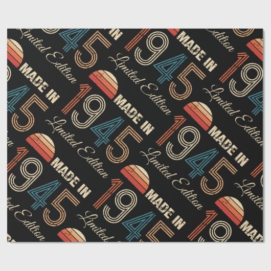 1945 Vintage 80ste verjaardag Cadeaupapier (Vlak)