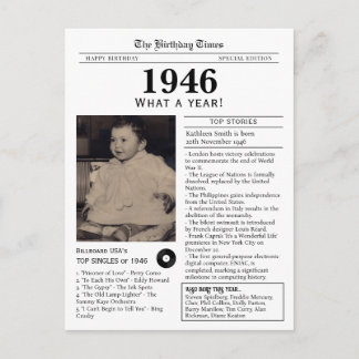 1946 Birthday Newspaper Postcard Briefkaart