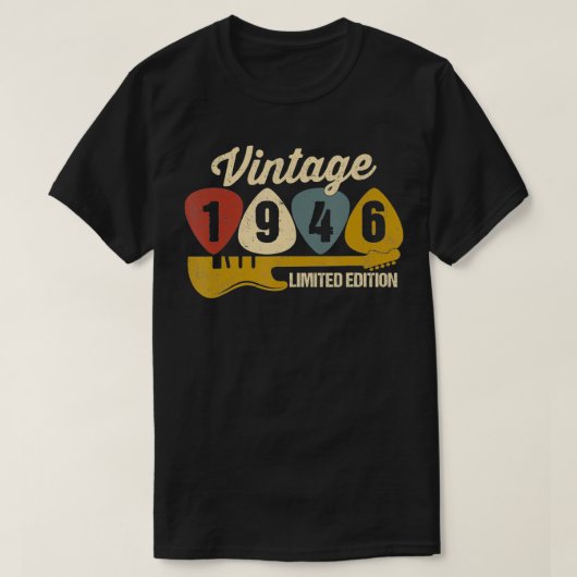  1946 Birthday Retro Guitar 76th Birthday P T-shirt (Design voorkant)