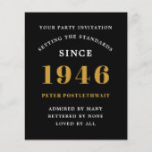 1946 Budget 80th Birthday Invitation Black Gold Flyer (Voorkant)